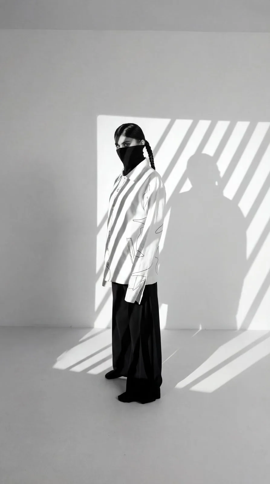 AI-rendered monochrome editorial fashion campaign by Matte Visuals
